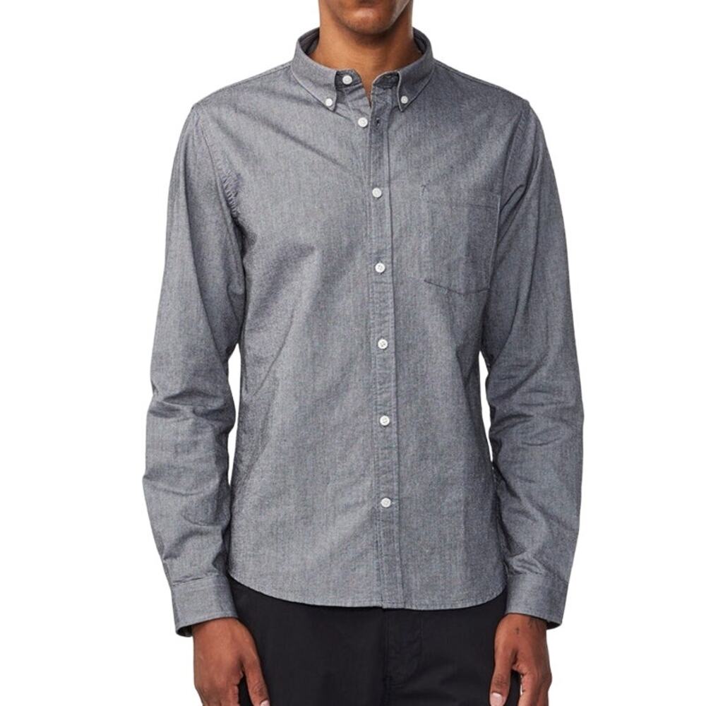 NN07 No Nationality Sixten 5722 Gray Men's Button Down Dress Shirt Size MED